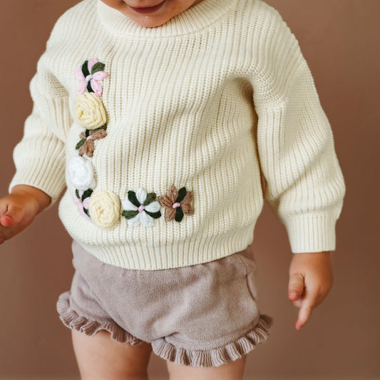 Hand-Embroidered Baby Sweater "L"