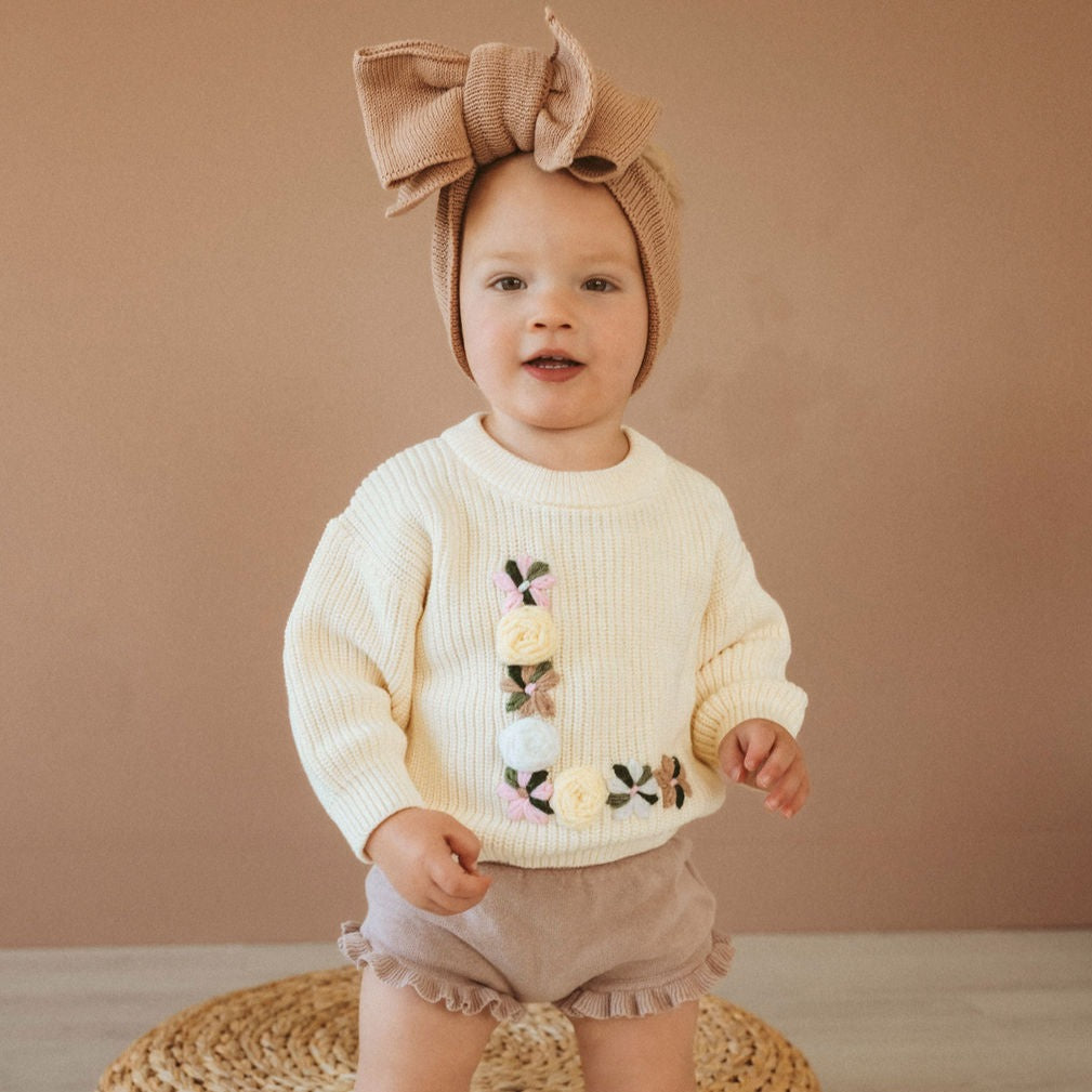 Hand-Embroidered Baby Sweater "L"