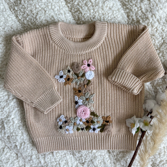 Hand-Embroidered Baby Sweater "1st Birthday"