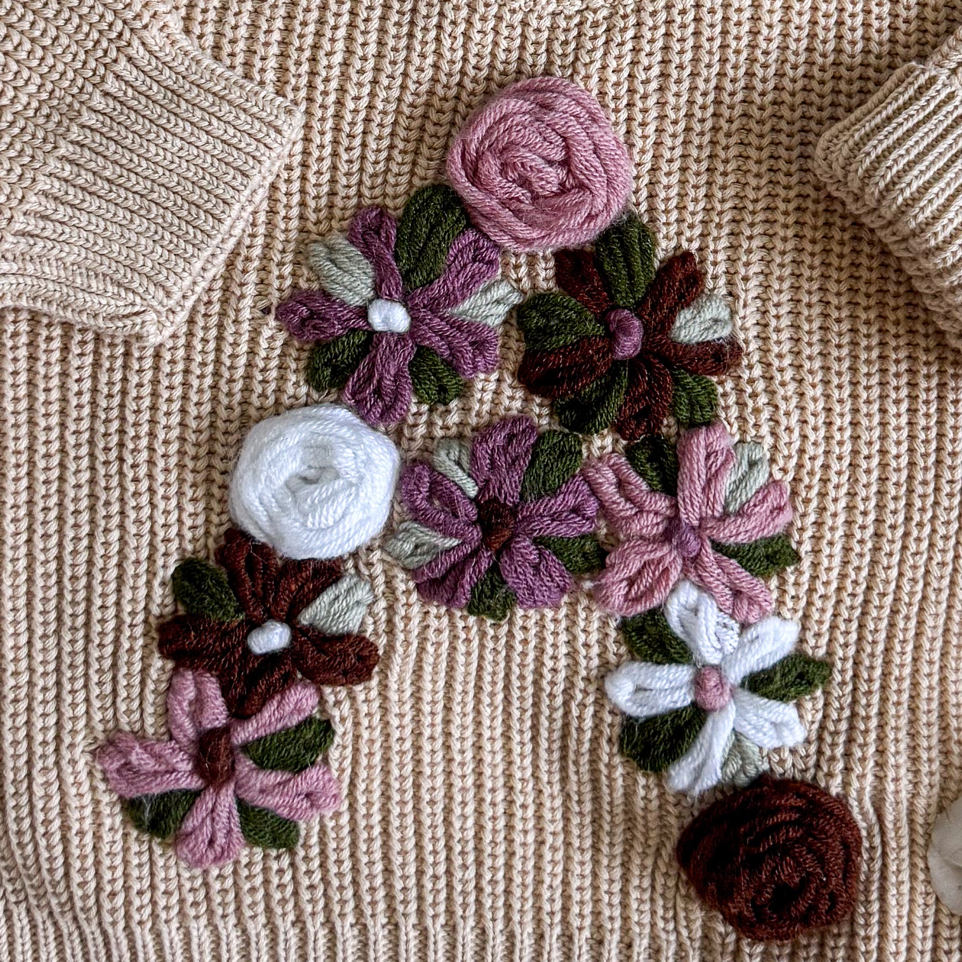 Hand-Embroidered Baby Sweater "A"