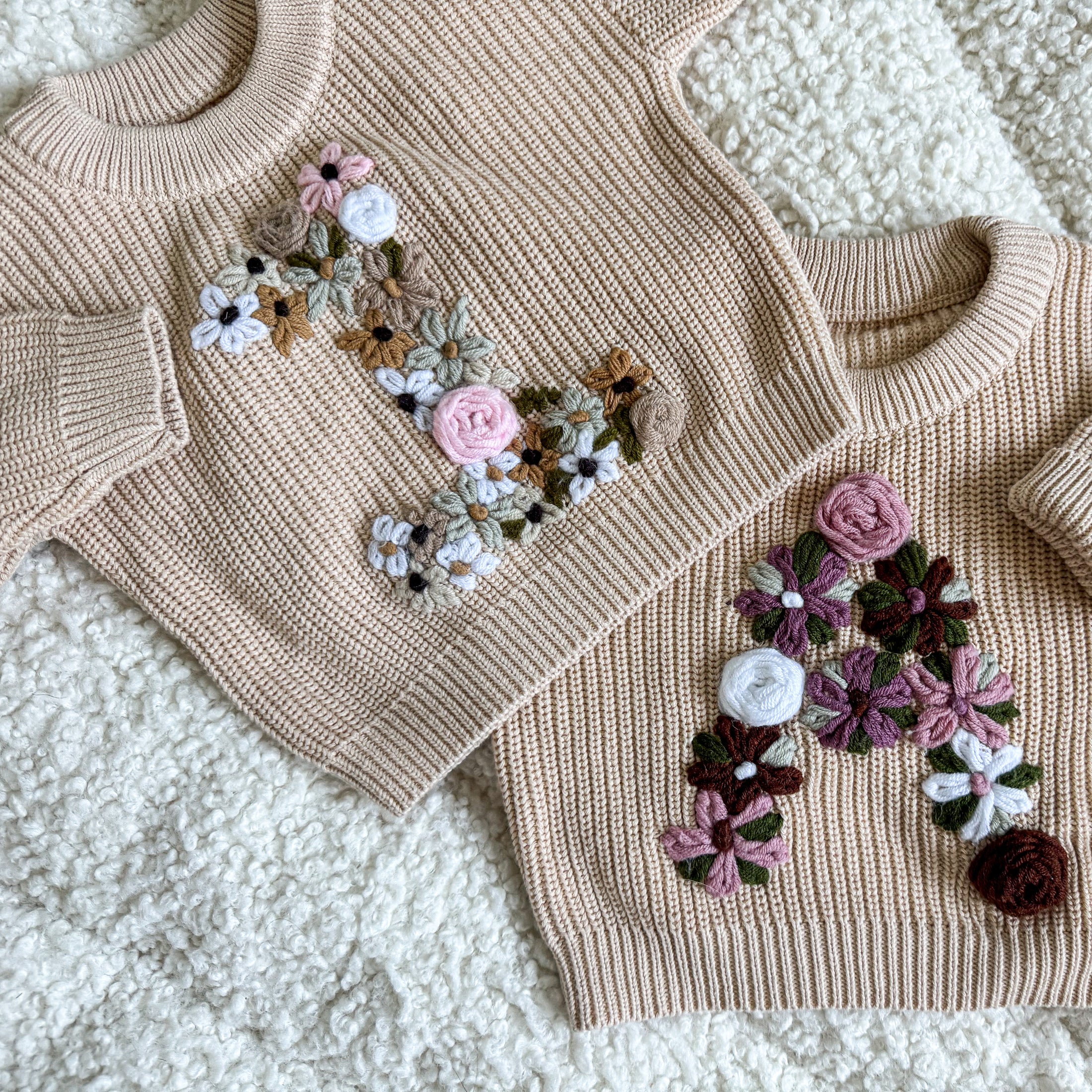 Hand-Embroidered Baby Sweater "A"