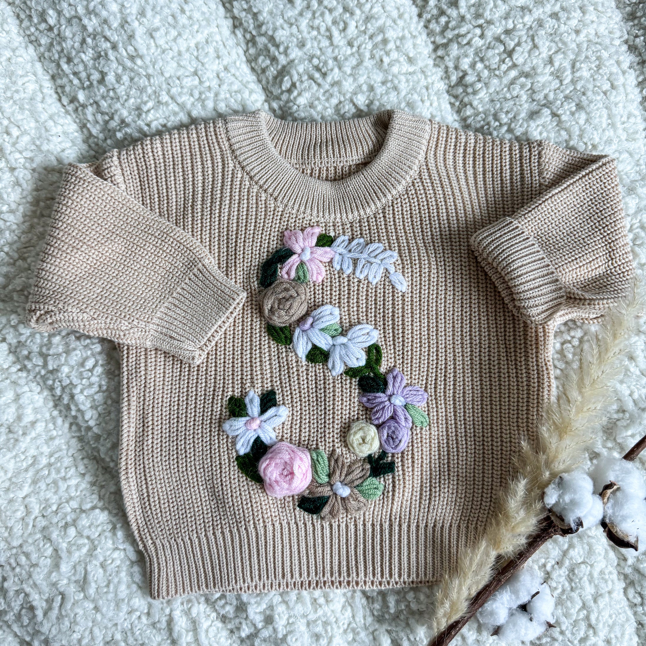 Hand-Embroidered Baby Sweater "S"