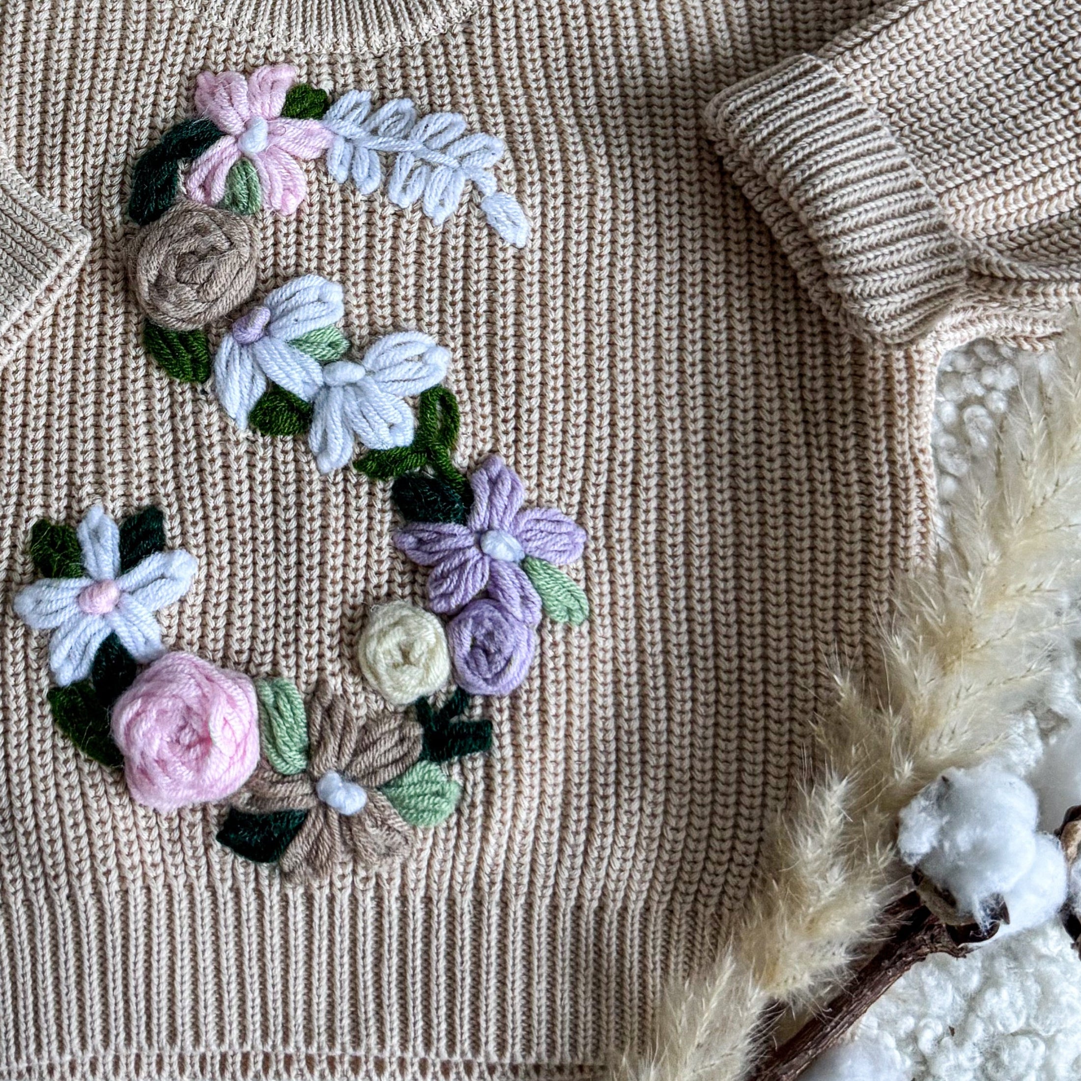 Hand-Embroidered Baby Sweater "S"