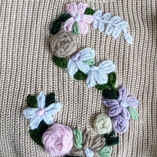 Hand-Embroidered Baby Sweater "S"