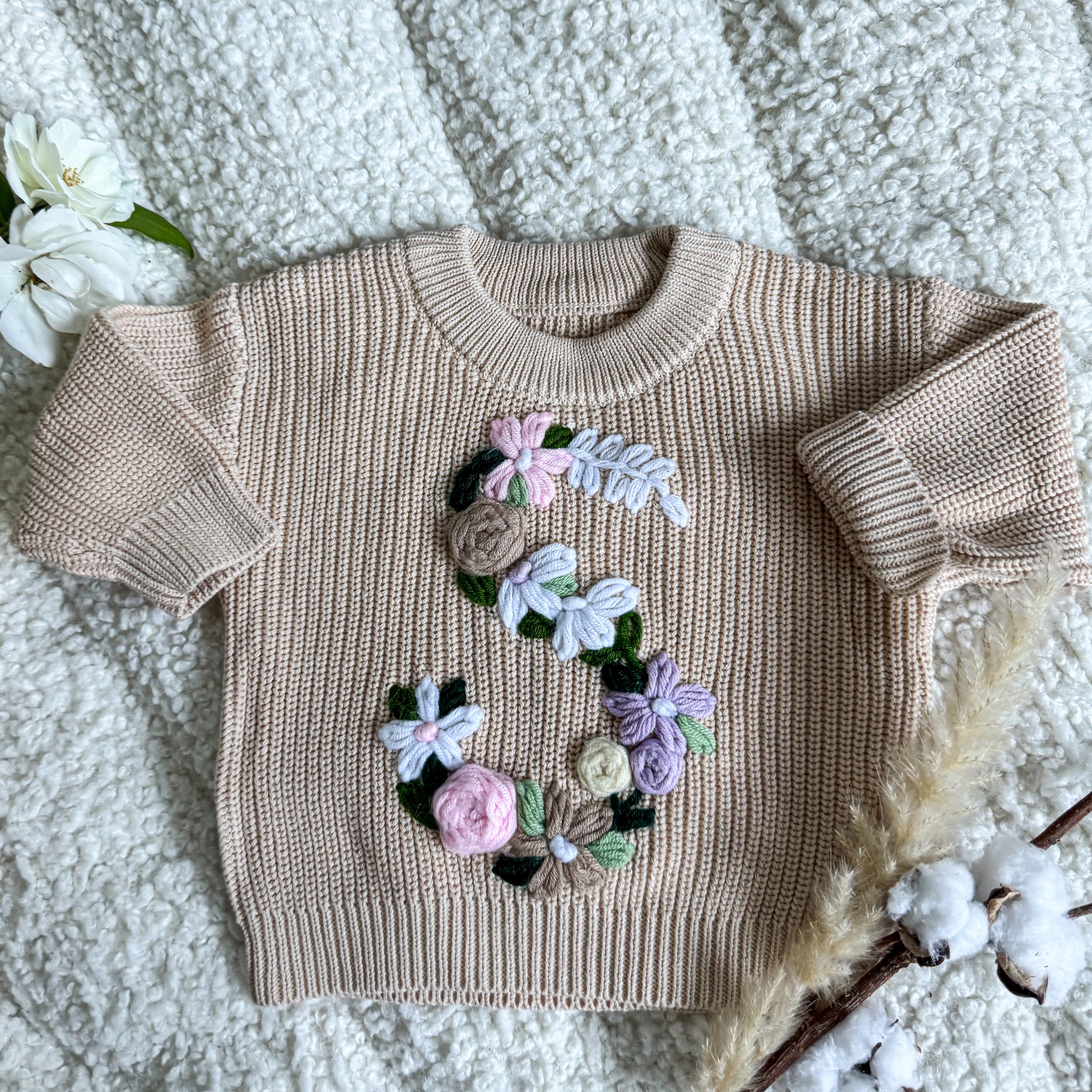 Hand-Embroidered Baby Sweater "S"