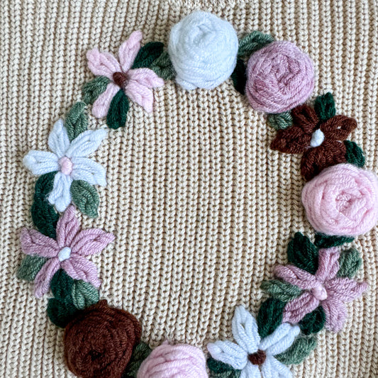 Hand-Embroidered Baby Sweater "O"