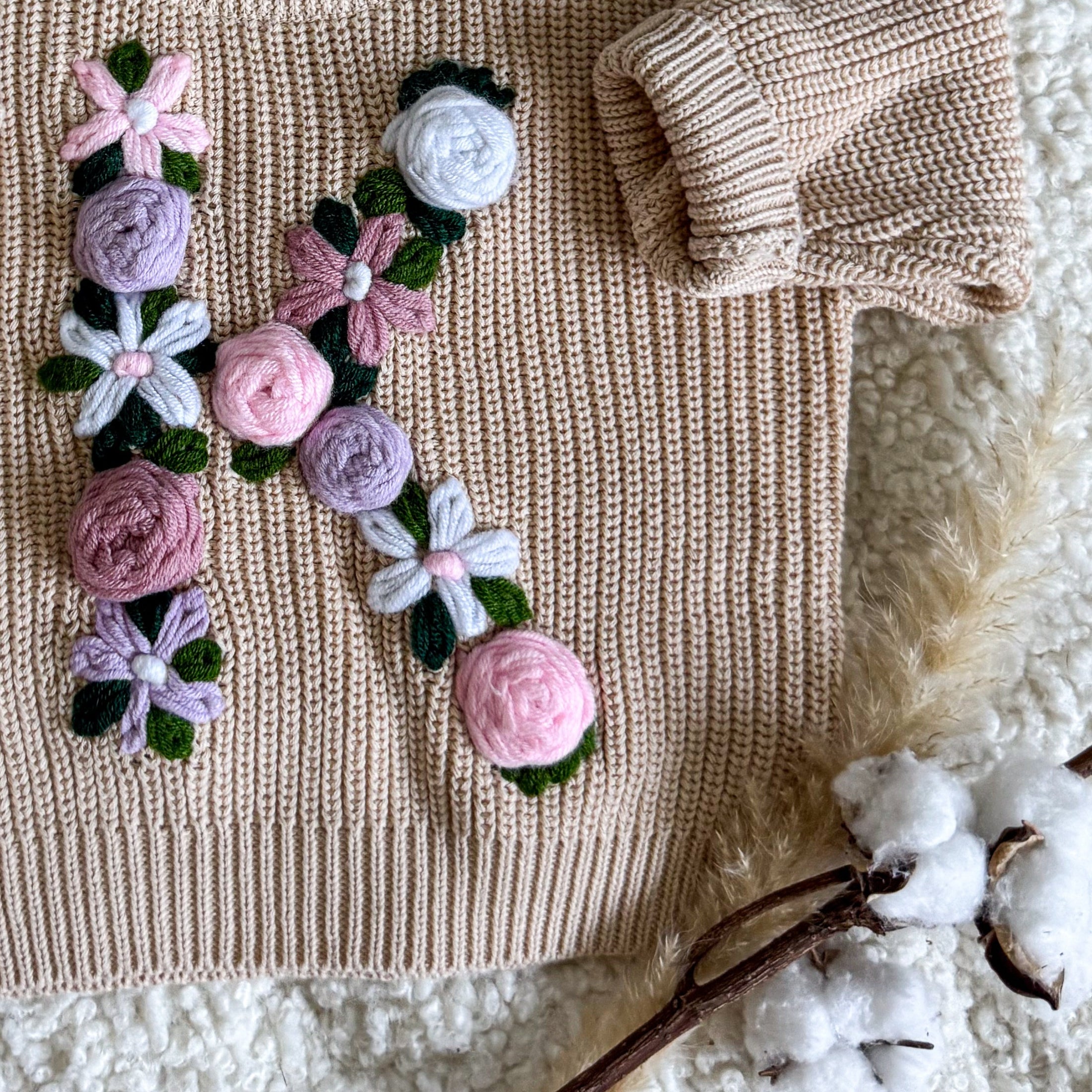 Hand-Embroidered Baby Sweater "K"