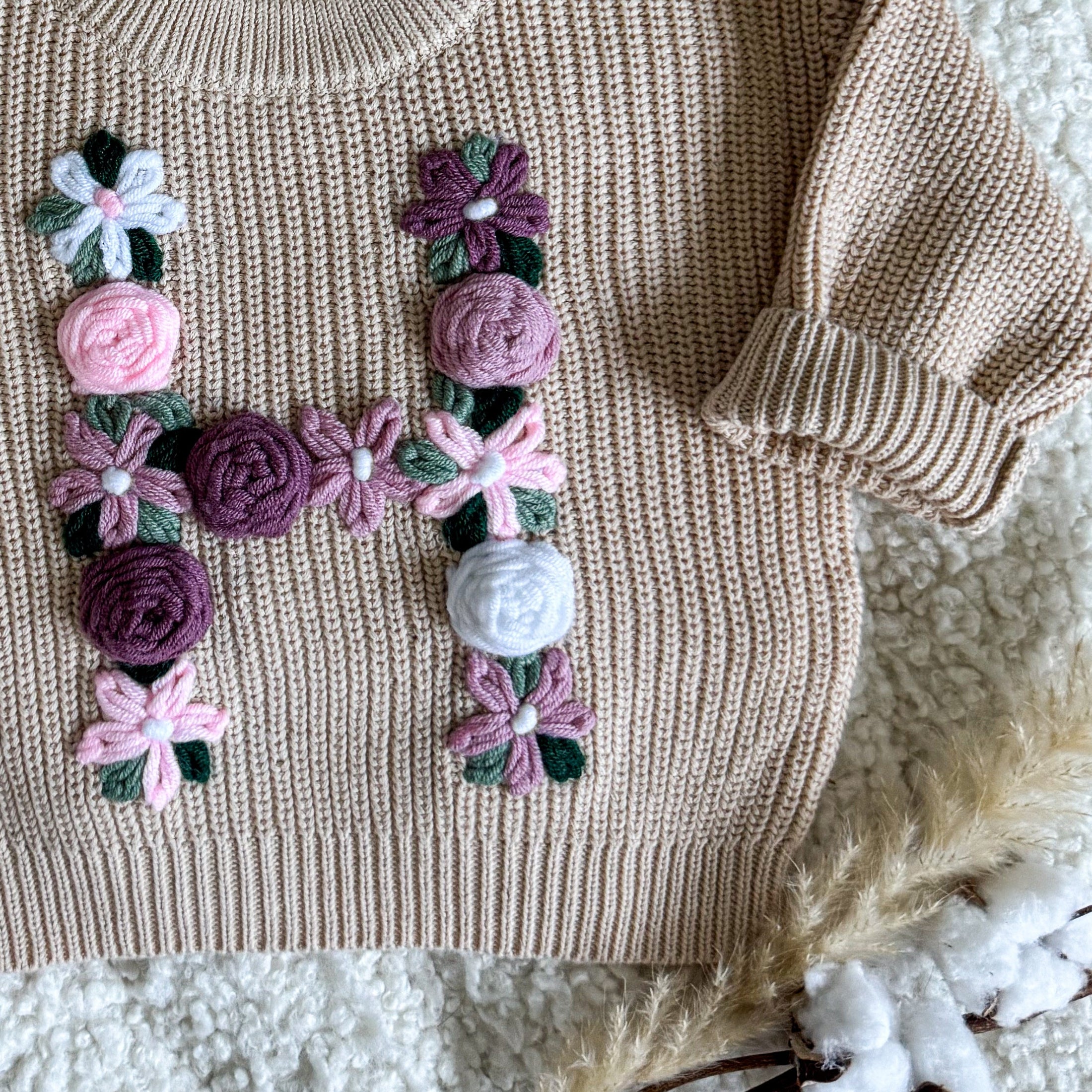 Hand-Embroidered Baby Sweater "H"