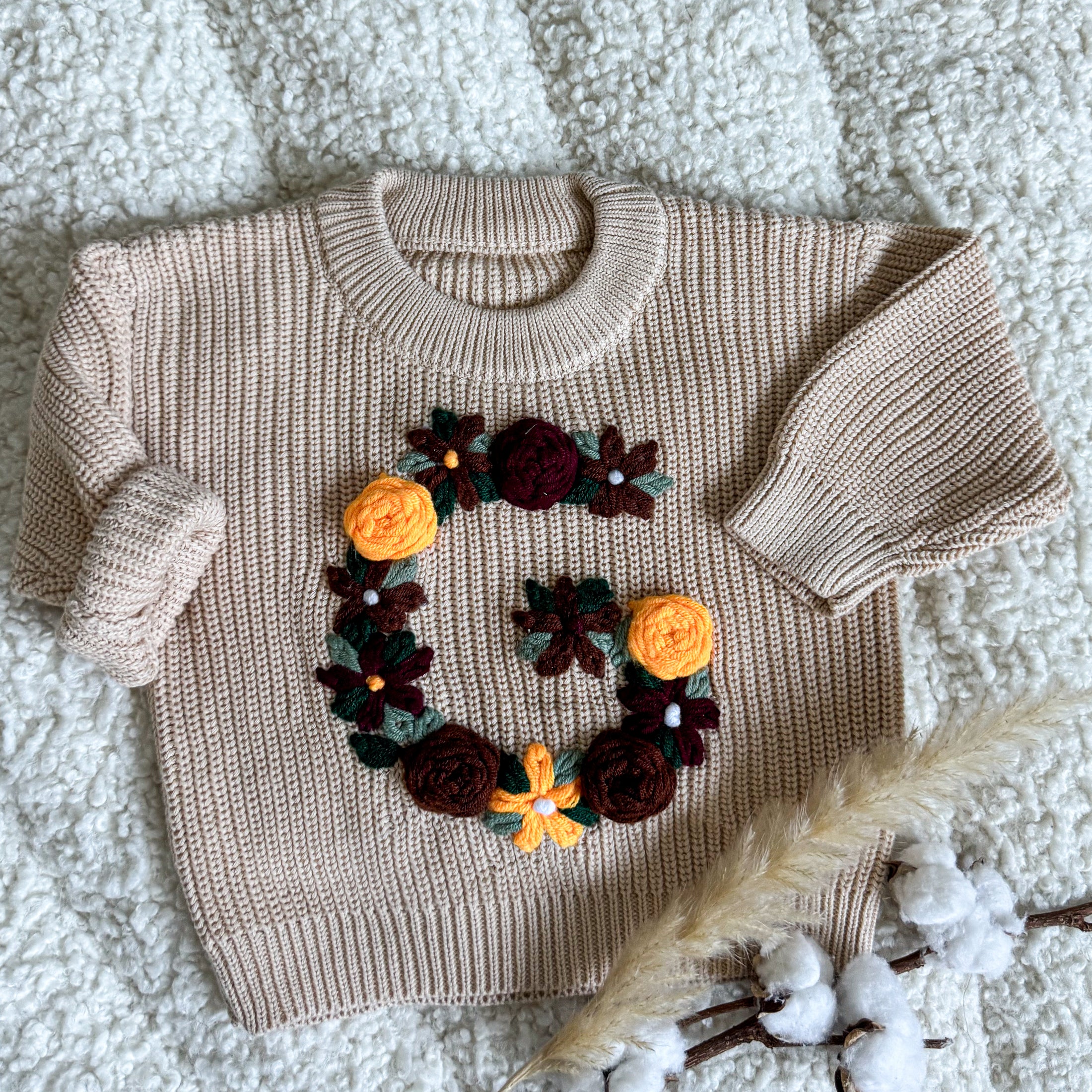 Hand-Embroidered Baby Sweater "G"