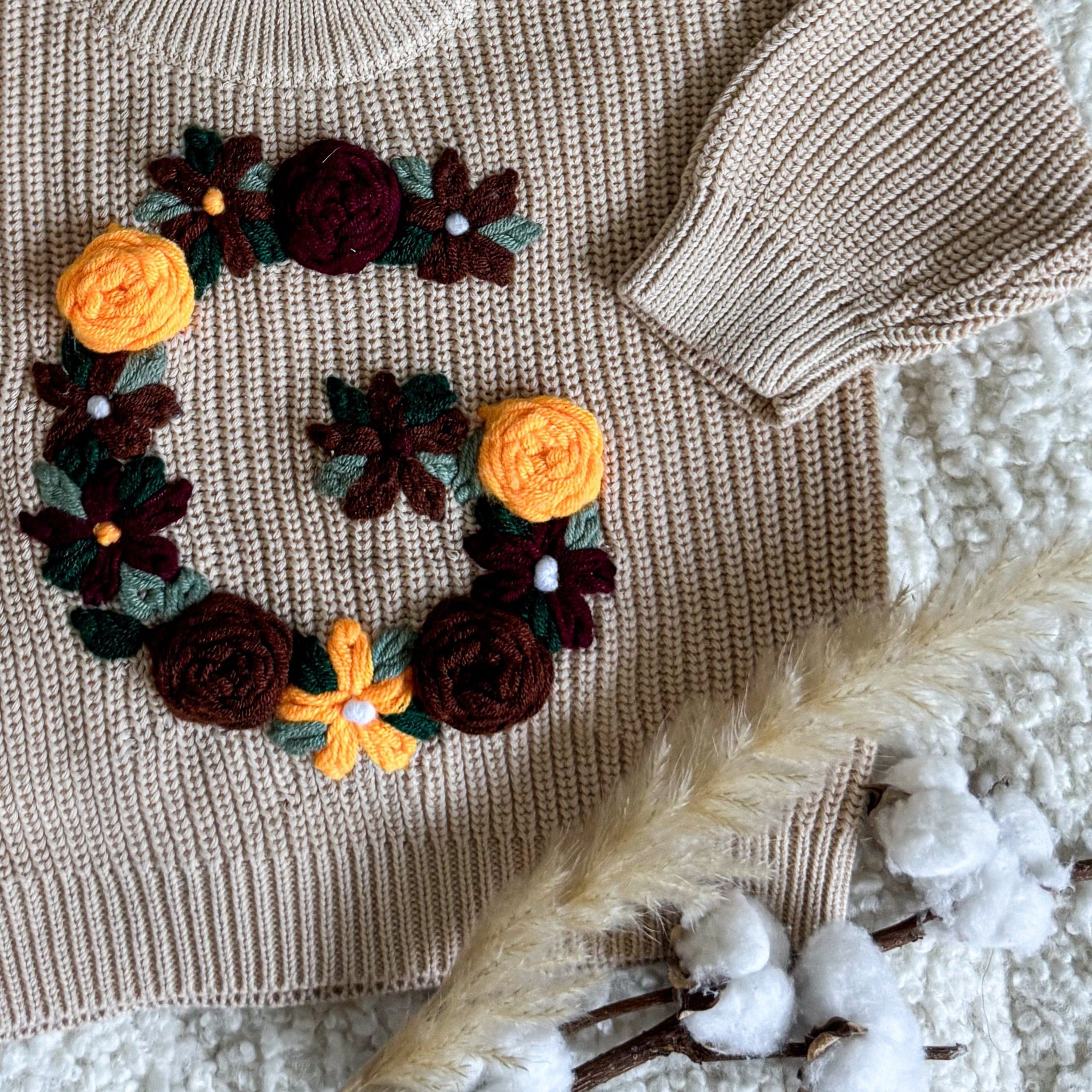 Hand-Embroidered Baby Sweater "G"