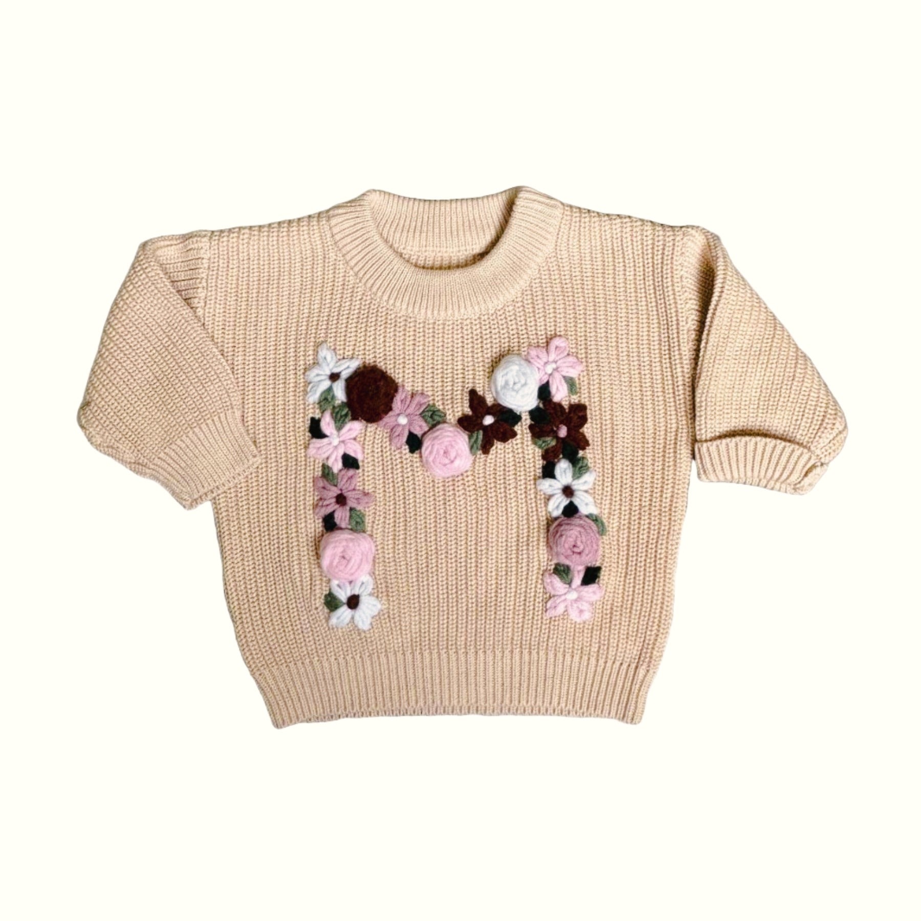 Hand-Embroidered Baby Sweater "M"