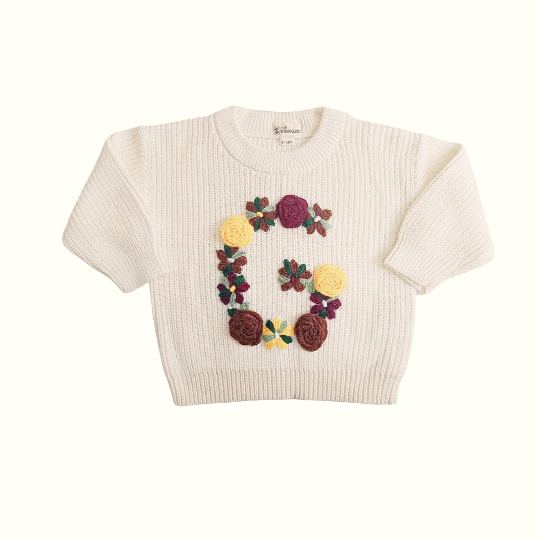 Hand-Embroidered Baby Sweater "G"