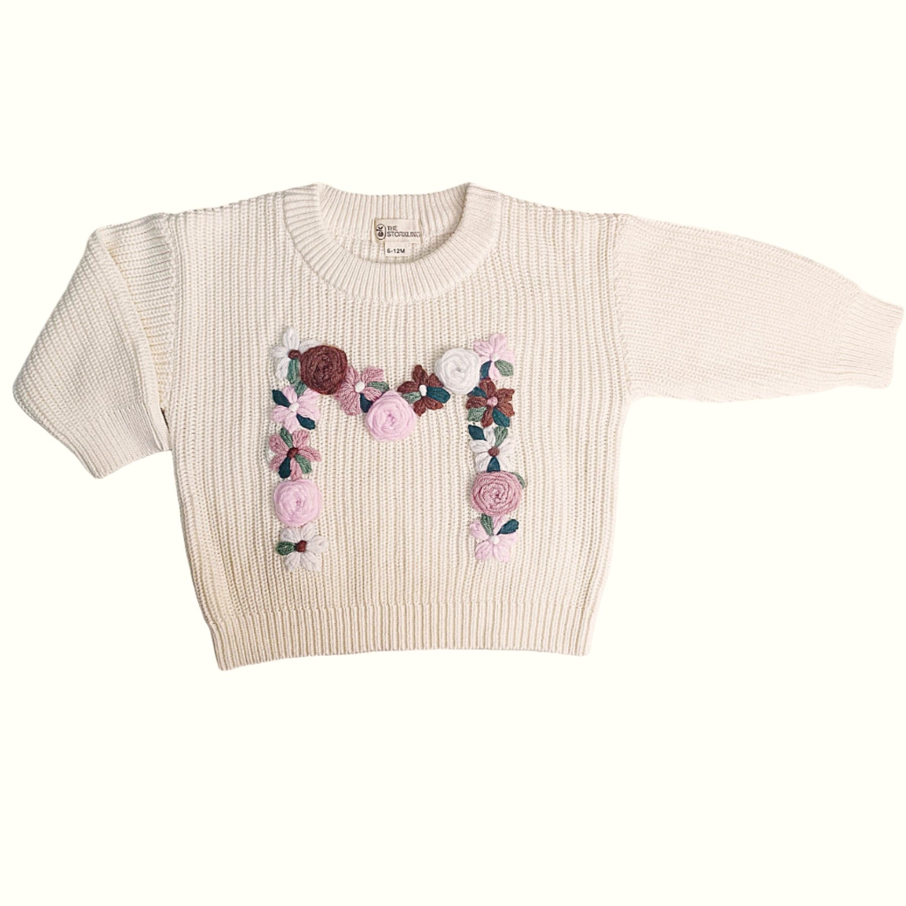 Hand-Embroidered Baby Sweater "M"