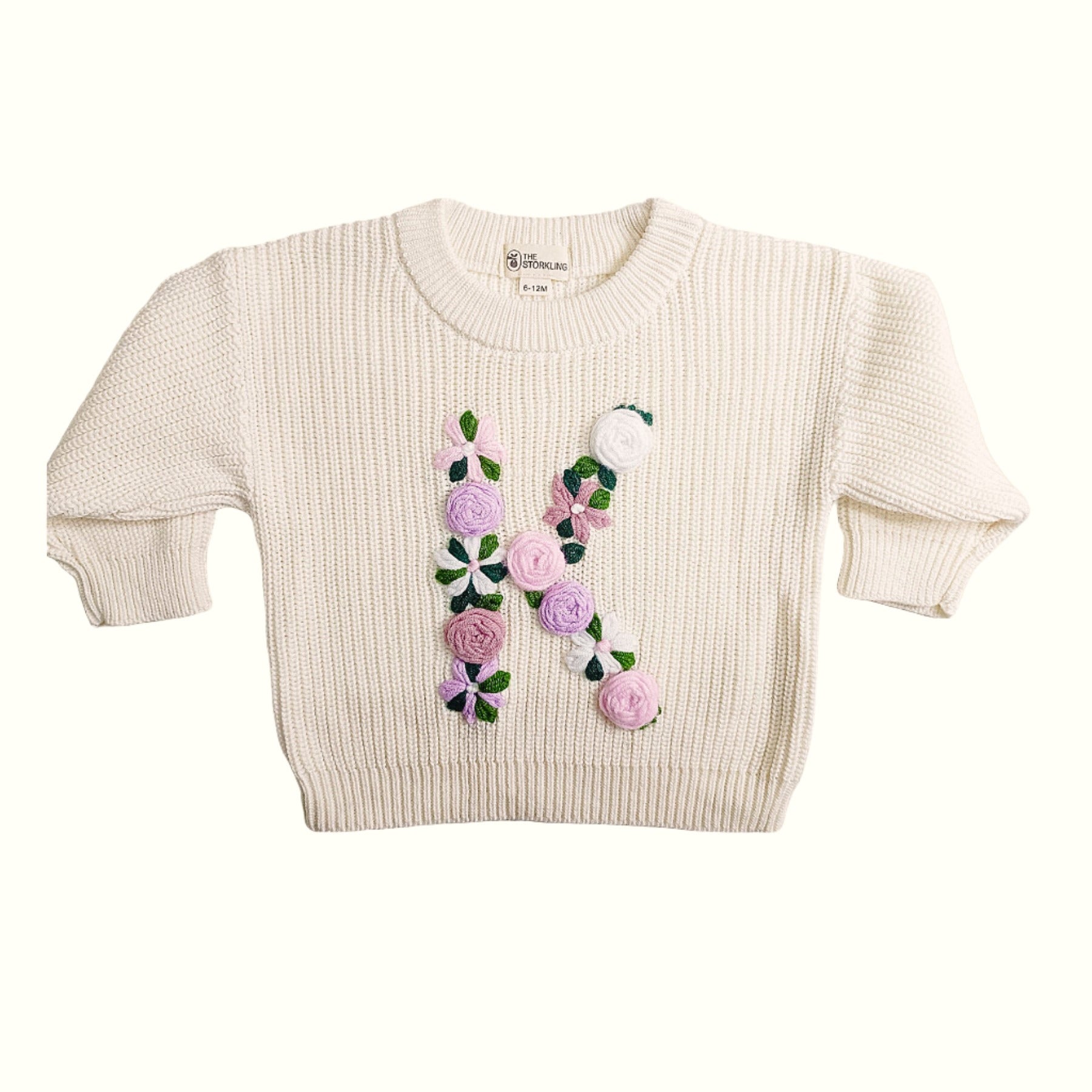 Hand-Embroidered Baby Sweater "K"