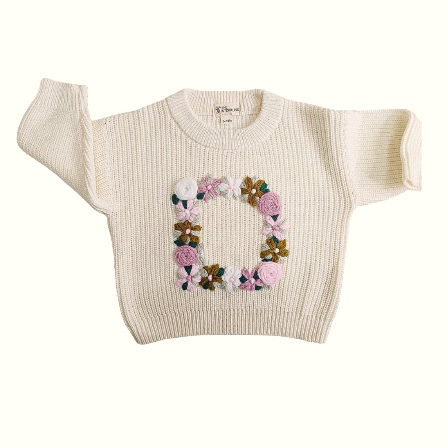 Hand-Embroidered Baby Sweater "D"