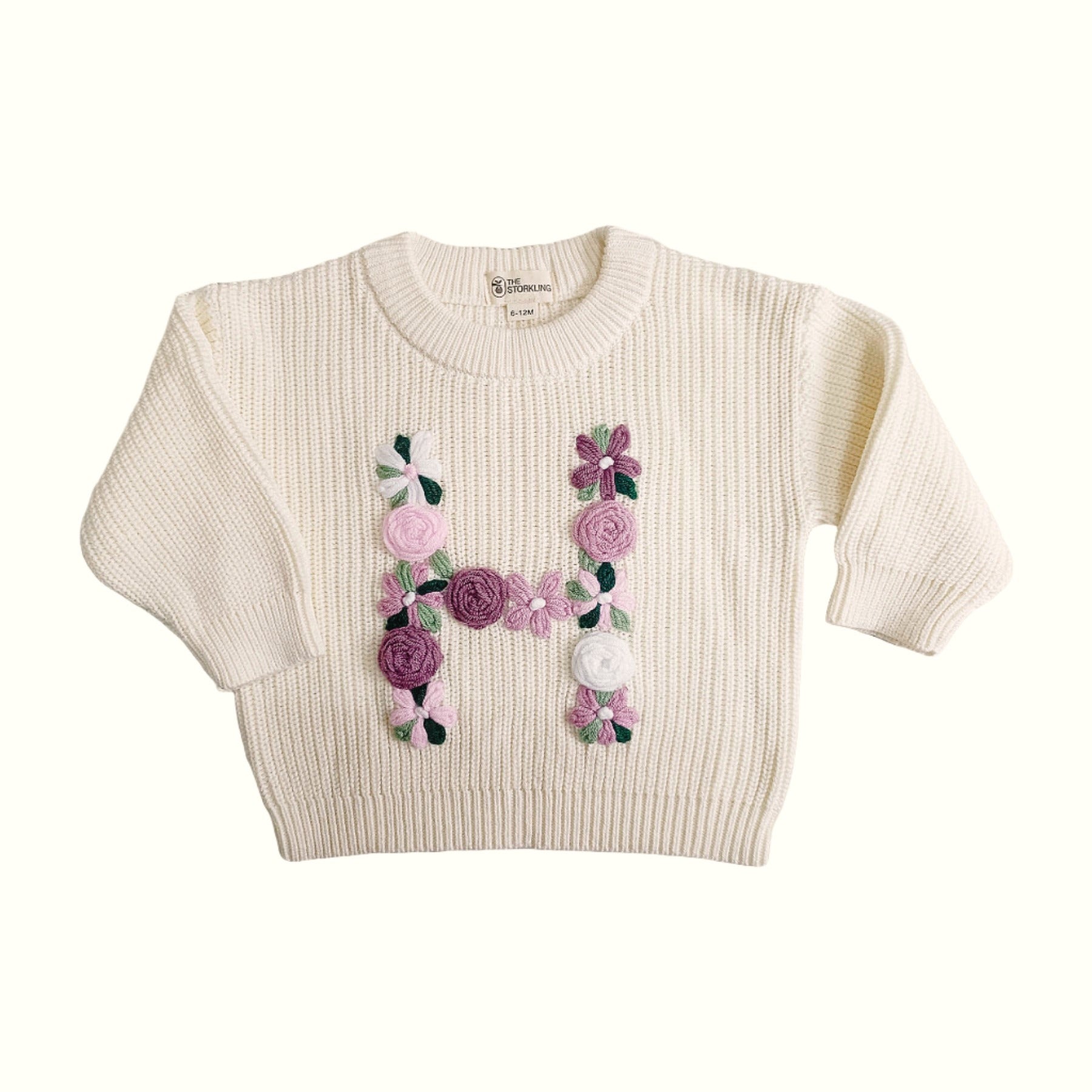 Hand-Embroidered Baby Sweater "H"