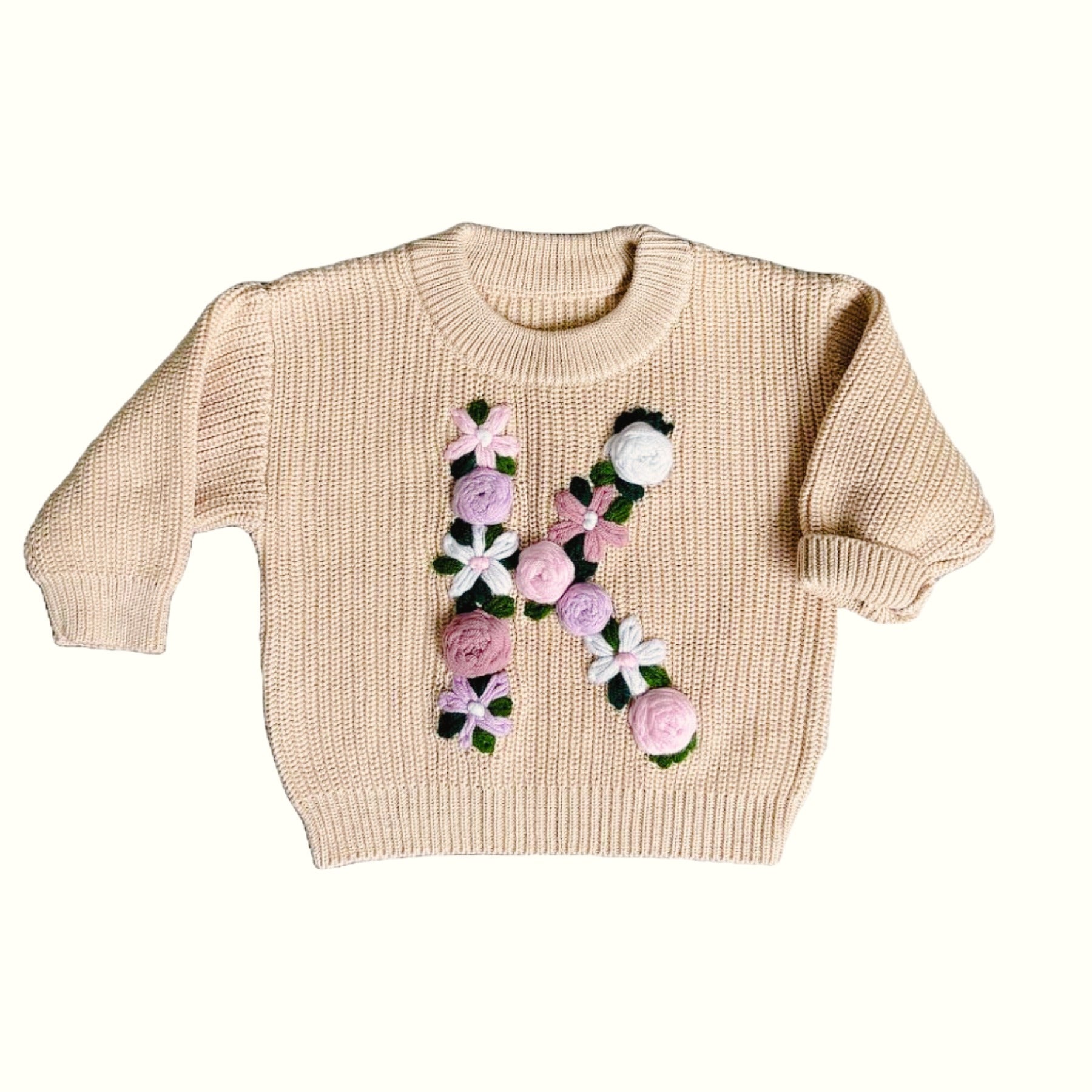 Hand-Embroidered Baby Sweater "K"