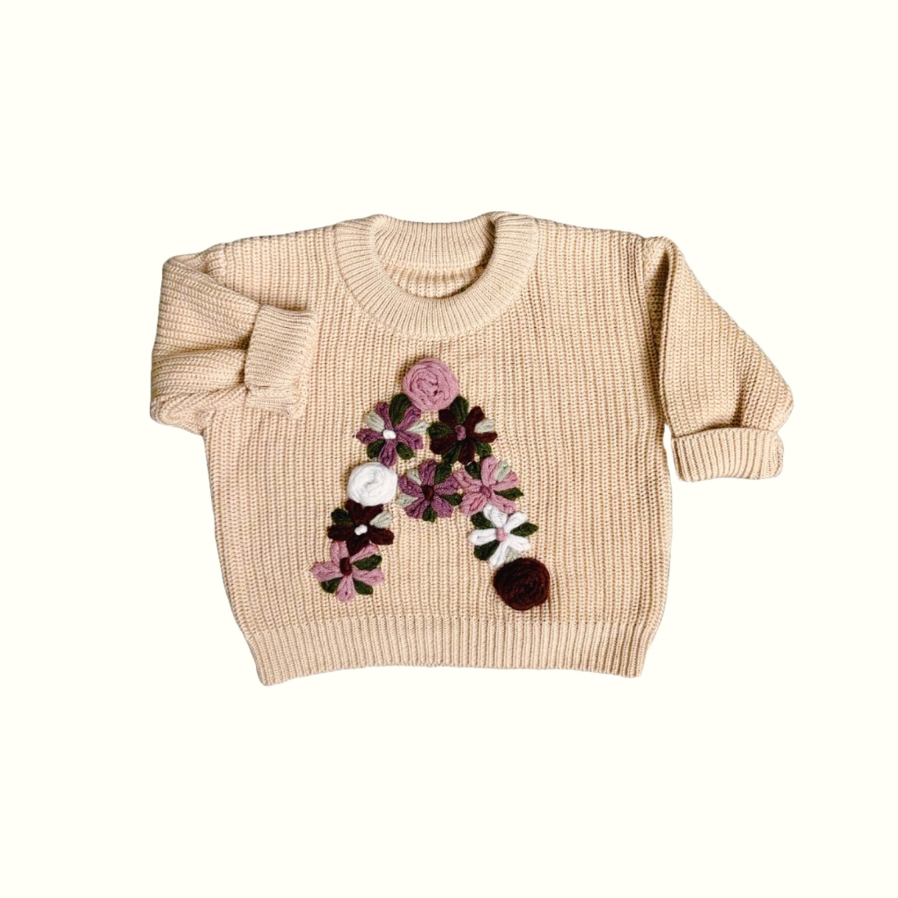 Hand-Embroidered Baby Sweater "A"