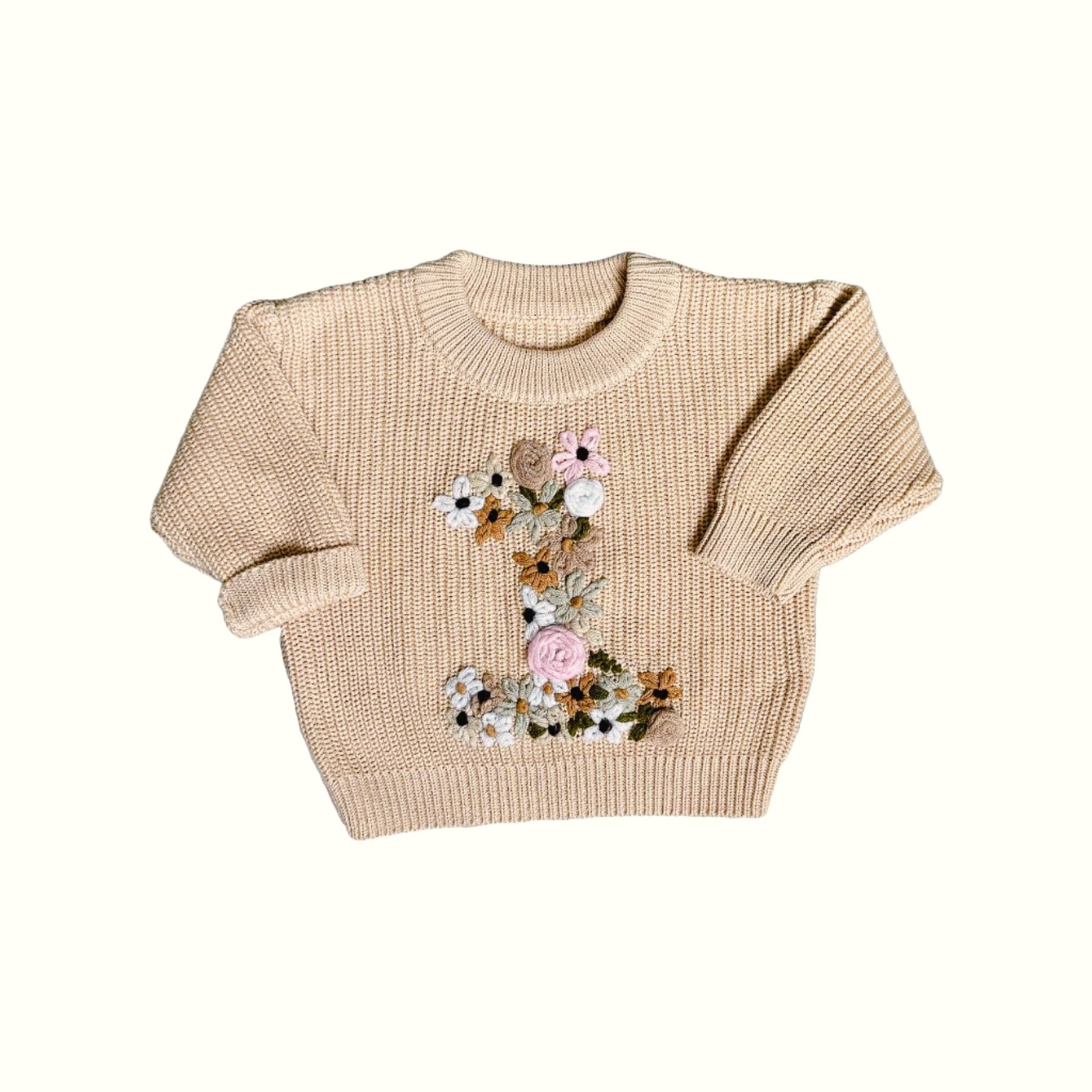 Hand-Embroidered Baby Sweater "1st Birthday"